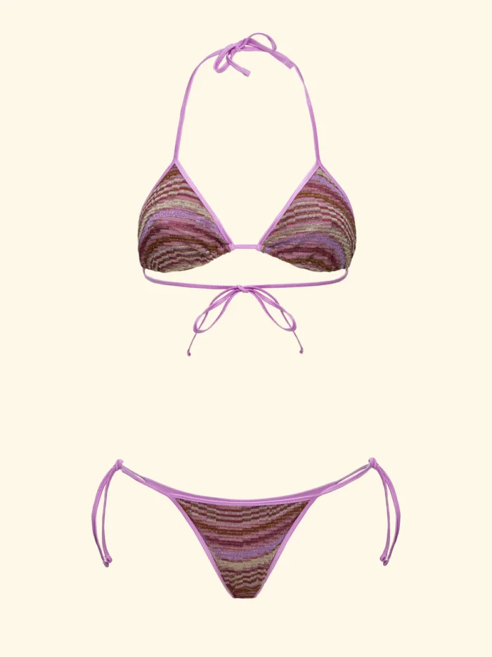 COSTUME DONNA EFFEK TRIANGOLO TESSUTO TRAFORATO NEI COLORI DEL LILLA, VIOLA E ARANCIO - immagine 2