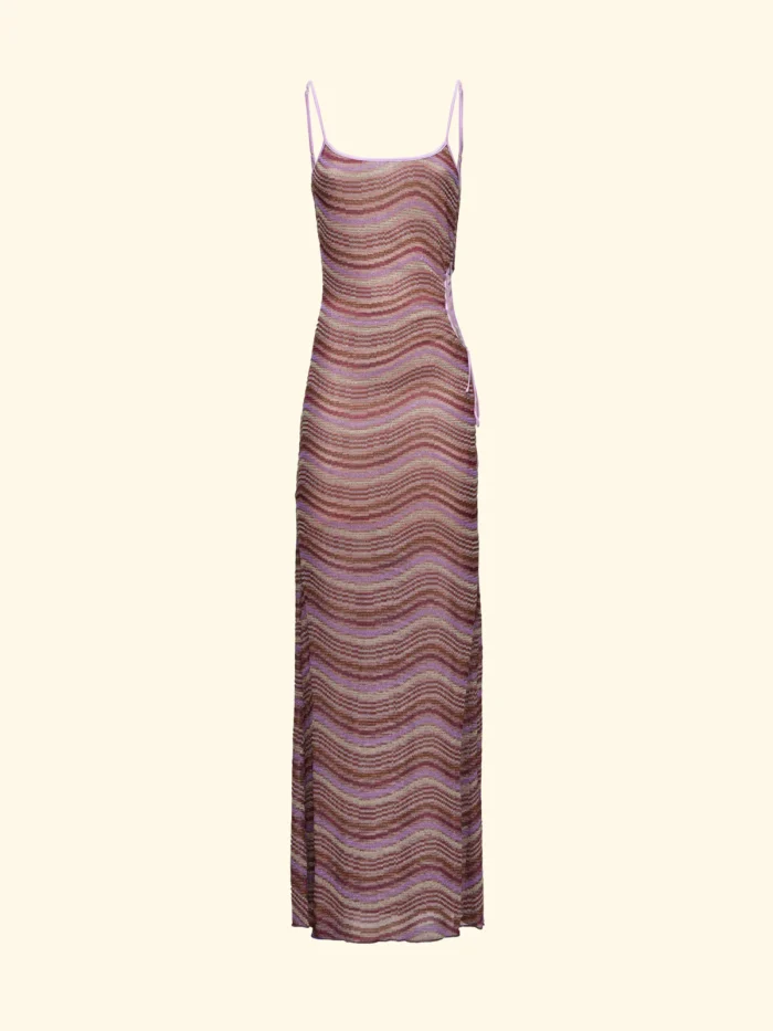 VESTITO DONNA EFFEK CON FORO LATERALE NEI COLORI DEL LILLA E VIOLA - immagine 3