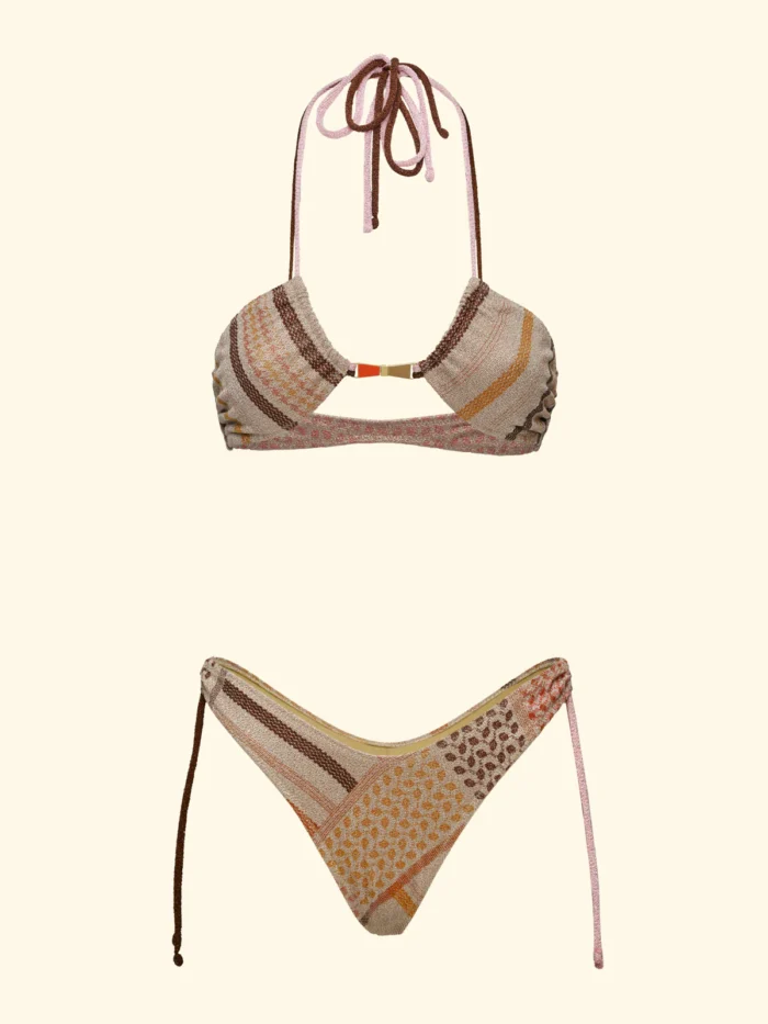 COSTUME DONNA EFFEK FASCIA ORO, ROSA E MARRONE LUREX CON DETTAGLIO METALLICO TRA LE COPPE - immagine 3