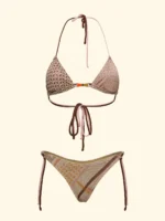 COSTUME DONNA EFFEK A TRIANGOLO LUREX BEIGE, ROSA E MARRONE CON DETTAGLIO TRA LE COPPE - immagine 3