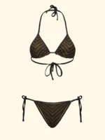 COSTUME DONNA EFFEK TRIANGOLO TESSUTO LAVORATO A RIGHE NERE E MARRONE - immagine 2