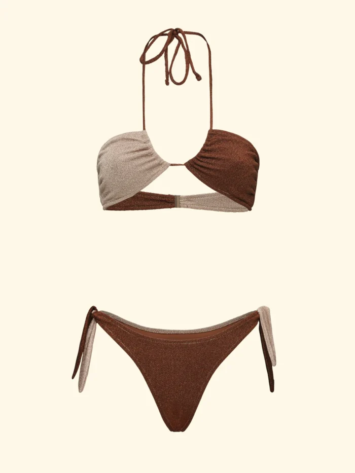 COSTUME DONNA EFFEK A FASCIA IN LUREX UNA COPPA ORO ED UNA MARRONE - immagine 3