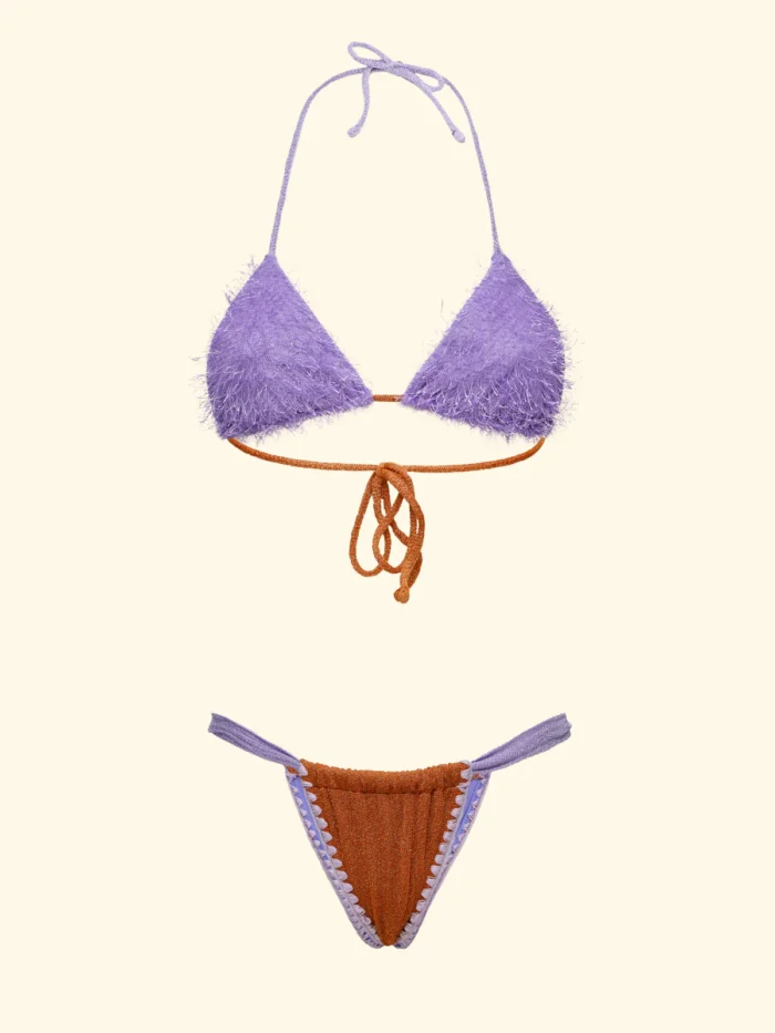 COSTUME DONNA EFFEK TRIANGOLO "PELOSO" LILLA E BRASILIANA A TENDINA IN LUREX - immagine 3