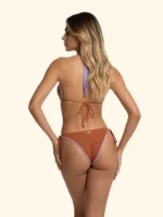 COSTUME DONNA EFFEK TRIANGOLO ALTO "PELOSO" LILLA E BRASILIANA CON FIOCCHI IN LUREX BRUCIATO - immagine 2