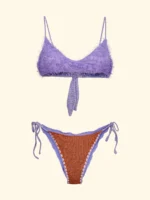 COSTUME DONNA EFFEK TOP "PELOSO" LILLA CON BRASILIANA CON LACCETTO LUREX BRUCIATO - immagine 3