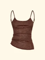 CANOTTA DONNA EFFEK DELLA COLLEZIONE ESTATE 2026 IN LUREX MARRONE CON BRETELLINA REGOLABILE E PROFONDO SCOLLO SULLA SCHIENA