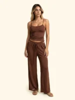 CANOTTA DONNA EFFEK IN LUREX MARRONE CON SCOLLO PROFONDO SULLA SCHIENA - immagine 2