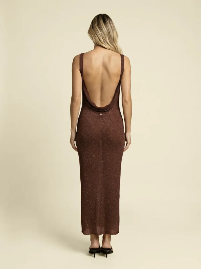 ABITO DONNA EFFEK LUNGO IN LUREX NERO CON SCOLLO PROFONDO SULLA SCHIENA - immagine 2