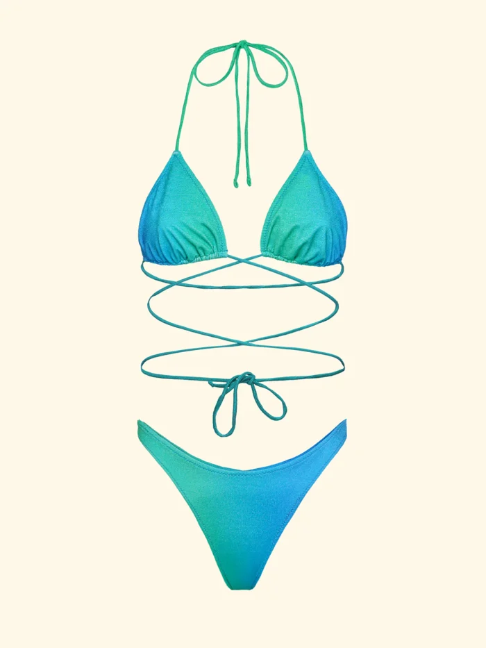 COSTUME DONNA EFFEK A TRIANGOLO DEGRADE' AZZURRO E VERDE ACQUA - immagine 3