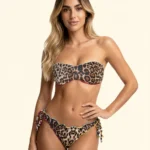 COSTUME DONNA EFFEK A DUE PEZZI DELLA STAGIONE ESTATE 2025. CLASSICA FASCIA SBAMBOLATA LEOPARDATA CON PROFILI COLORATI