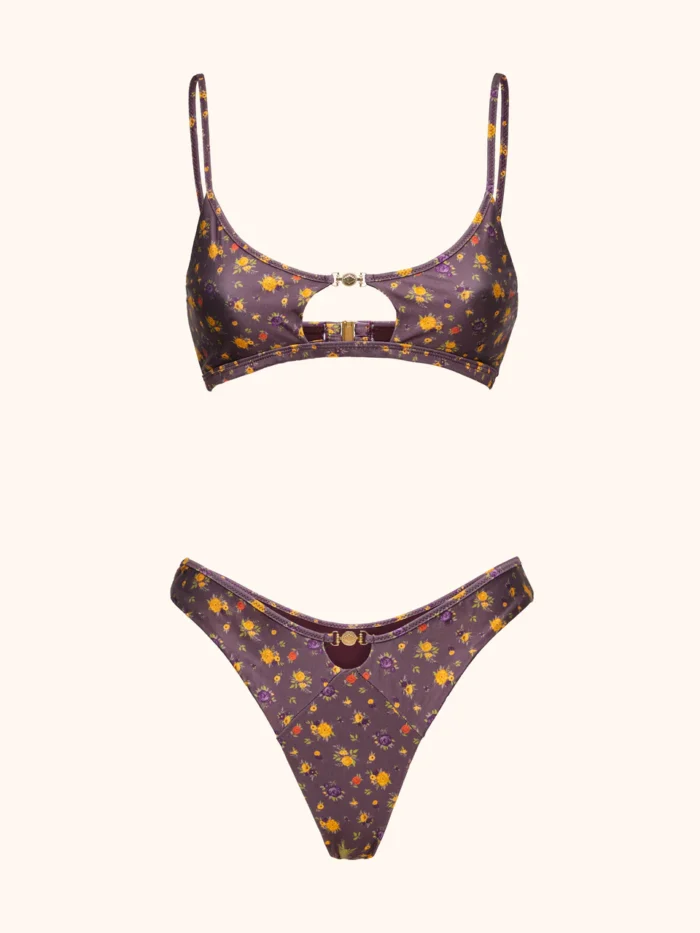 COSTUME ME FUI TOP CON FESSURA E DETTAGLIO VIOLA CON FIORELLINI - immagine 3