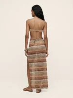 PAREO LUNGO TESSUTO TRAFORATO NEI COLORI CALDI DELLA TERRA - immagine 2