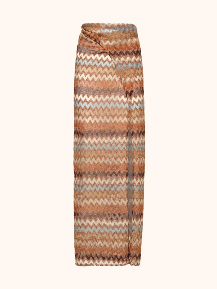 PAREO LUNGO TESSUTO TRAFORATO NEI COLORI CALDI DELLA TERRA - immagine 3