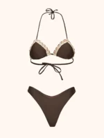 COSTUME DONNA ME FUI TRIANGOLO MARRONE CON PASSAMANERIA BIANCA - immagine 3