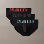 CONFEZIONE DA 3 SLIP IN MICROFIBRA CALVIN KLEIN UOMO. NERO CON MEGA LOGO COLORATO