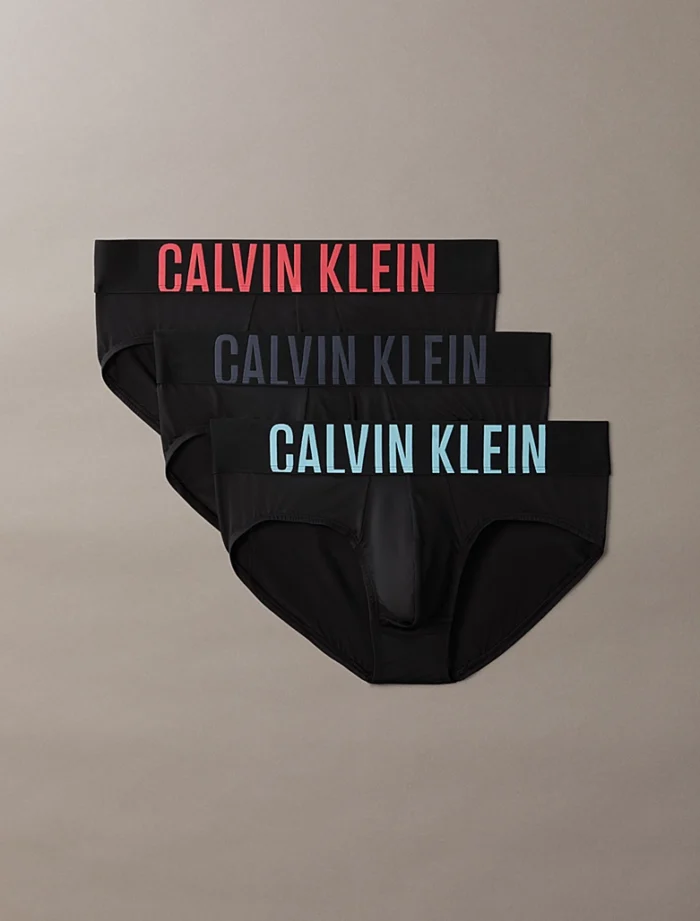 CONFEZIONE DA 3 SLIP IN MICROFIBRA CALVIN KLEIN UOMO. NERO CON MEGA LOGO COLORATO