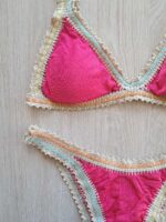 EFFEK DONNA TRIANGOLO IN TESSUTO FUCSIA CON ORLO DI PASSAMANERIA - immagine 2