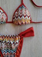 COSTUME DONNA EFFEK TRIANGOLO TESSUTO TRAFORATO E BRASILIANA A TENDINA COLOR RUGGINE - immagine 5