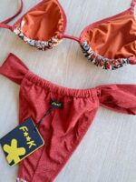 COSTUME DONNA EFFEK TRIANGOLO TESSUTO TRAFORATO E BRASILIANA A TENDINA COLOR RUGGINE - immagine 4