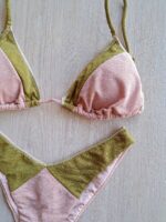 COSTUME DONNA ME FUI TRIANGOLO LUREX ROSA CIPRIA E VERDE MILITARE - immagine 5