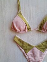 COSTUME DONNA ME FUI TRIANGOLO LUREX ROSA CIPRIA E VERDE MILITARE - immagine 6