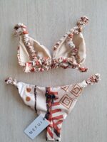 COSTUME DONNA ME FUI TRIANGOLO CLASSICO ELASTICO ARRICCIATO FANTASIA BIANCA E NOCCIOLA - immagine 7