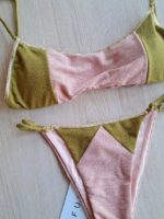 COSTUME DONNA ME FUI BRASSIERE TESSUTO LUREX CIPRIA E VERDE MILITARE - immagine 6