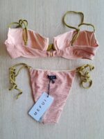 COSTUME DONNA ME FUI BALCONCINO TESSUTO LUREX CIPRIA E VERDE MILITARE - immagine 6