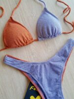 COSTUME DONNA EFFEK TRIANGOLO LUREX LILLA E RUGGINE - immagine 2