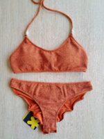 COSTUME DONNA EFFEK TOP E COULOTTE IN LUREX ARANCIONE - immagine 3