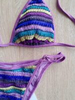 COSTUME DONNA ME FUI TRIANGOLO TESSUTO LAVORATO A RIGHE LILL, VIOLA E VERDE - immagine 3