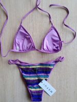 COSTUME DONNA ME FUI TRIANGOLO TESSUTO LAVORATO A RIGHE LILL, VIOLA E VERDE - immagine 4