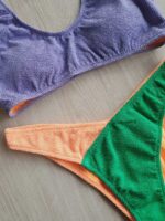 COSTUME DONNA ME FUI TOP TESSUTO A COSTINE ARANCIO, VERDE E LILLA - immagine 3