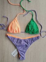 COSTUME DONNA ME FUI A DUE PEZZI DELLA STAGIONE ESTATE 2026. TRIANGOLO CON IMBOTTITURA ESTRAIBILE, TESSUTO A COSTINE NEI COLORI DELL'ARANCIO, LILLA E VERDE
