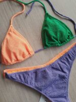 COSTUME DONNA ME FUI TRIANGOLO TESSUTO A COSTINE VERDE, LILLA E ARANCIO - immagine 2