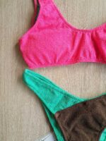COSTUME DONNA ME FUI TOP TESSUTO A COSTINE VERDE ACQUA, FUCSIA E MARRONE - immagine 2