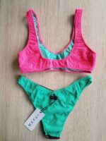 COSTUME DONNA ME FUI TOP TESSUTO A COSTINE VERDE ACQUA, FUCSIA E MARRONE - immagine 3