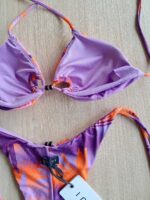 COSTUME DONNA ME FUI TRIANGOLO FANTASIA BASE LILLA E ARANCIO CON DETTAGLIO DI PERLINE VIOLA - immagine 8