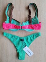 COSTUME DONNA ME FUI BALCONCINO TESSUTO A COSTINE VERDE ACQUA, MARRONE E FUCSIA - immagine 3