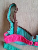 COSTUME DONNA ME FUI BALCONCINO TESSUTO A COSTINE VERDE ACQUA, MARRONE E FUCSIA - immagine 5