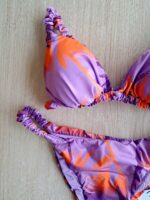 COSTUME DONNA ME FUI TRIANGOLO CLASSICA BRETELLINA ARRICCIATA LILLA E FANTASIA VIOLA E ARANCIO - immagine 2