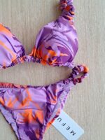 COSTUME DONNA ME FUI TRIANGOLO CLASSICA BRETELLINA ARRICCIATA LILLA E FANTASIA VIOLA E ARANCIO - immagine 3