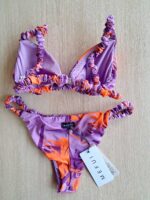 COSTUME DONNA ME FUI TRIANGOLO CLASSICA BRETELLINA ARRICCIATA LILLA E FANTASIA VIOLA E ARANCIO - immagine 4