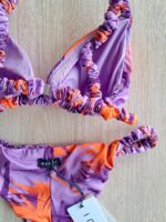 COSTUME DONNA ME FUI TRIANGOLO CLASSICA BRETELLINA ARRICCIATA LILLA E FANTASIA VIOLA E ARANCIO - immagine 5