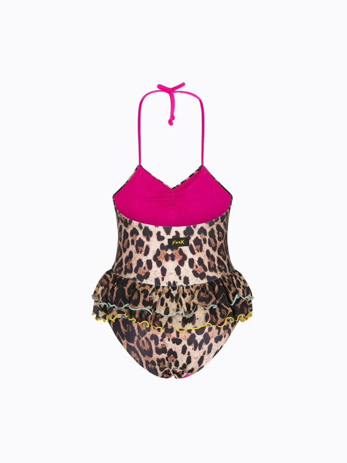 COSTUME DONNA EFFEK INTERO NEONATA DELLA STAGIONE ESTATE 2026. INTERO LEOPARDATO CON FRAPPA E PROFILI COLORATI