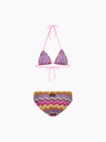 COSTUME BIMBA EFFEK A DUE PEZZI DELLA STAGIONE ESTATE 2026. TRIANGOLO TESSUTO IN RILIEVO MULTICOLOR