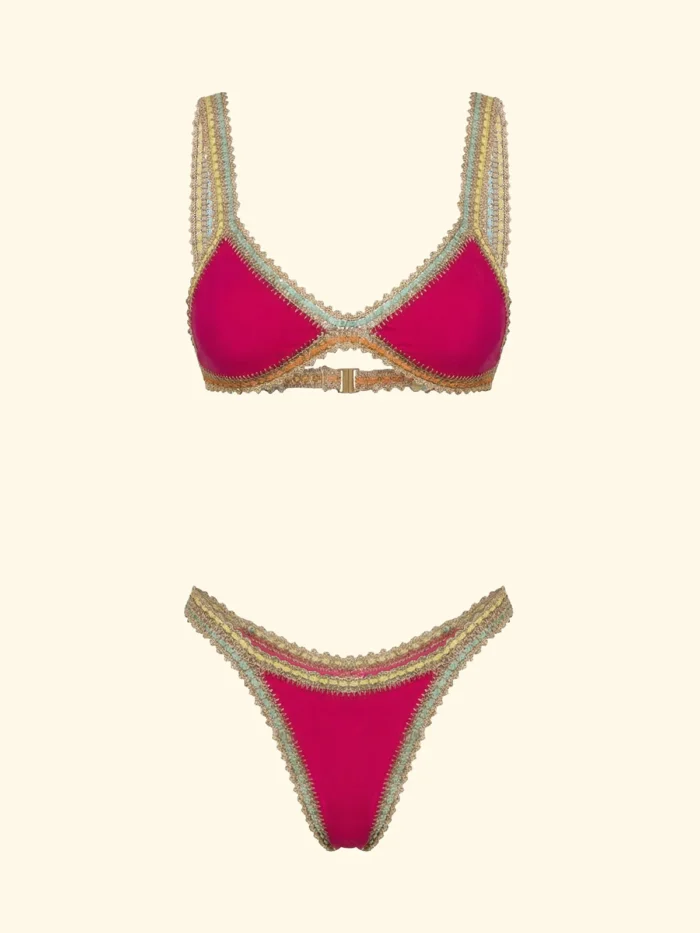 EFFEK DONNA TRIANGOLO IN TESSUTO FUCSIA CON ORLO DI PASSAMANERIA - immagine 9