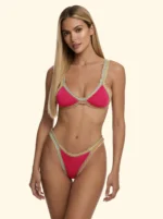 EFFEK DONNA TRIANGOLO IN TESSUTO FUCSIA CON ORLO DI PASSAMANERIA - immagine 2