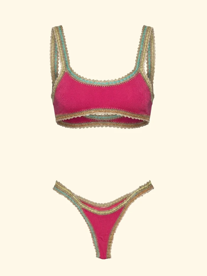 TOP EFFEK IN TESSUTO FUCSIA CON PASSAMANERIA COLORATA - immagine 9