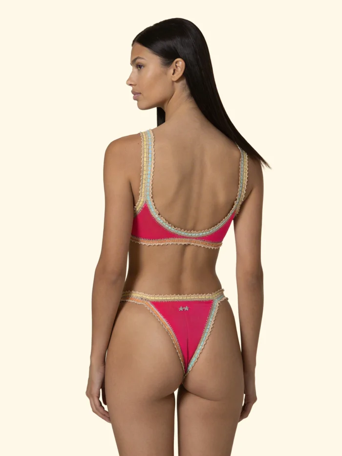 TOP EFFEK IN TESSUTO FUCSIA CON PASSAMANERIA COLORATA - immagine 3